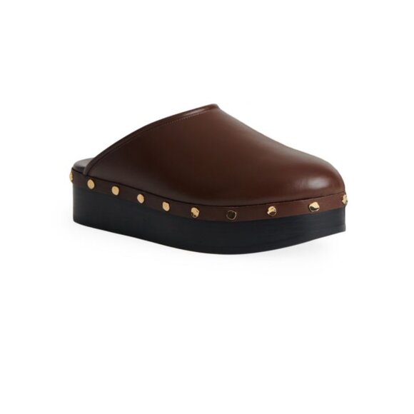 Co - Studded Platform Slide Mules in Brown - Picture 2 of 9